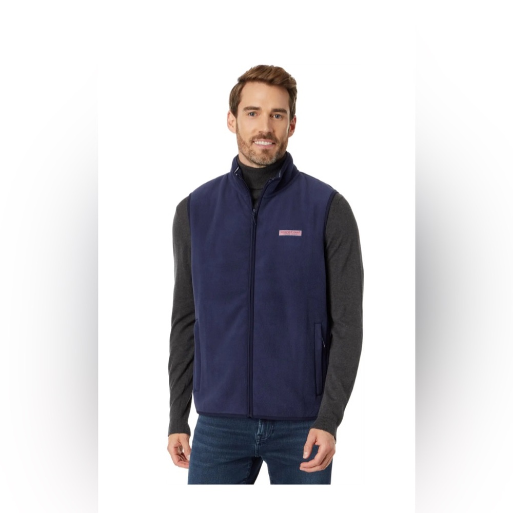 Vineyard Vines Men’s Full Zip Fleece Vest Navy Size Large